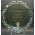 Olive Green Bi-Textured Apollo Platter w/ Acrylic Stand - Recycled Glass